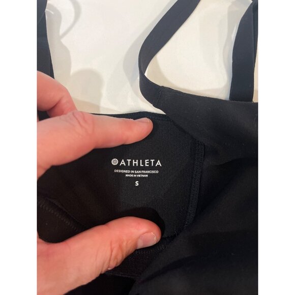Athleta Black Ruched Bow-Front Sports Bra Size 5 - Picture 3 of 5